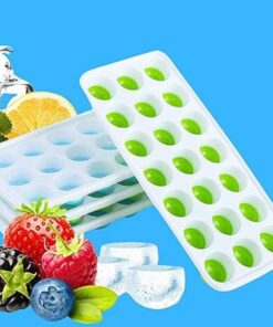 Ice Cube Trays For Freezer With Lid Pop Up Easy Release Flexible Silicone Bottom Durable And Convenient Ice Mold | Random Color