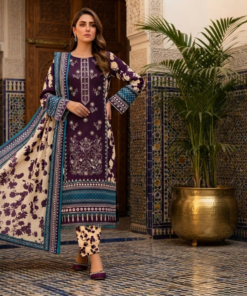 3 Piece Unstitched Lawn Suit For Women Printed Lawn Dress With Matching Dupatta And Trouser