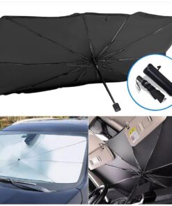 Premium Car Windshield Sun Shade Umbrella – Foldable Auto Front Window UV Reflector Blockout Shield