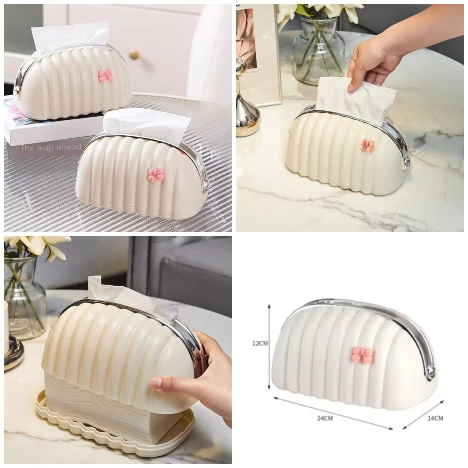 Decorative Shell Tissue Box Case Elegant And Modern Napkin Holder Stylish Daily Use Home And Office Accessory