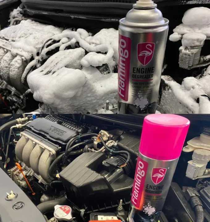 Flamingo Engine Degreaser Foam Spray 650ML – Heavy Duty Engine Cleaner for Cars & Motorcycles | Removes Oil, Grease & Dirt | Safe for Metal, Rubber & Plastic - Image 4