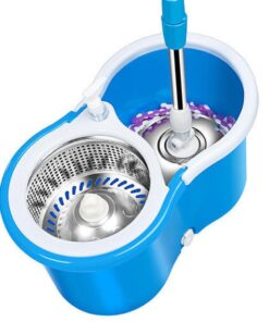 Easy Spin Magical Mop Set with Steel Bucket | 360 Degree Rotating Microfiber Mop Head | Home & Office Floor Cleaning Tool