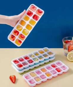 Silicon Popup Ice Cube Tray 14 Grid Ice Mould Silicone Ice Cube Mold Tray Durable And Easy Release Design | Random Color