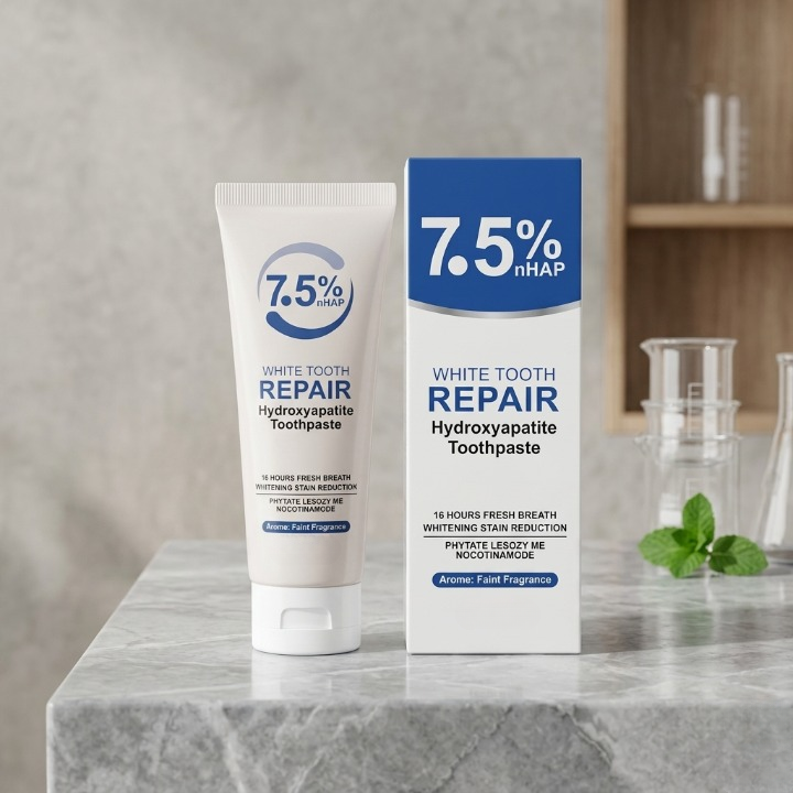 7.5% nHAP White Tooth Repair Toothpaste – Hydroxyapatite Enamel Strengthening & Whitening Formula (120g) - Image 2