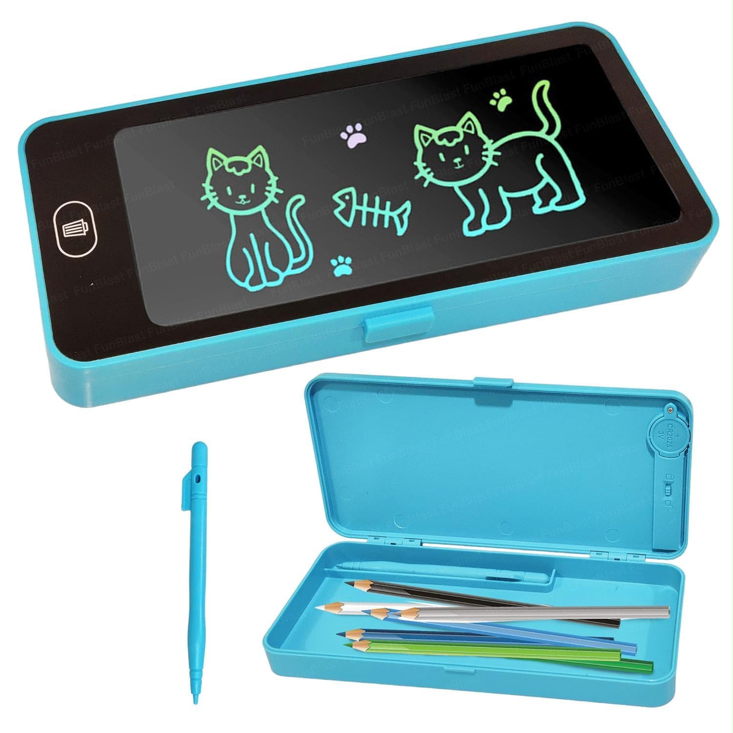 Pencil Box with LCD Writing Tablet | Kids Stationery Box with Writing Pad & Stylus | Random Color - Image 3