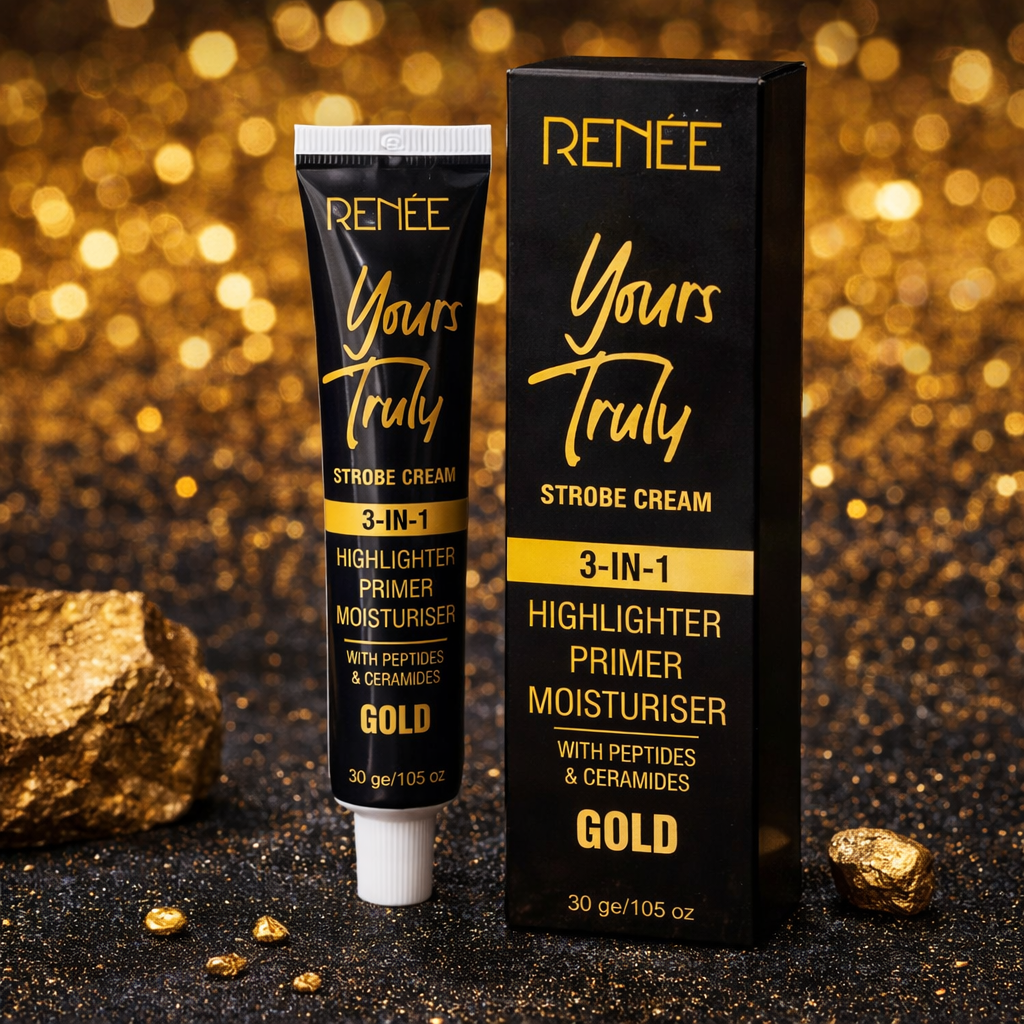 RENÉE Yours Truly 3-in-1 Gold Strobe Cream – Infused with Peptides & Ceramides for Face Highlighter