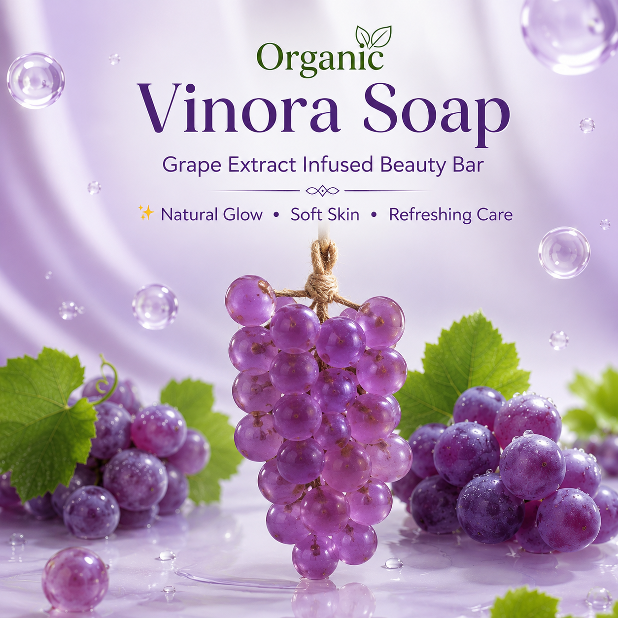Instant Glow Organic Vinora Grapes Soap – Grape Extract Beauty Bar for Glowing