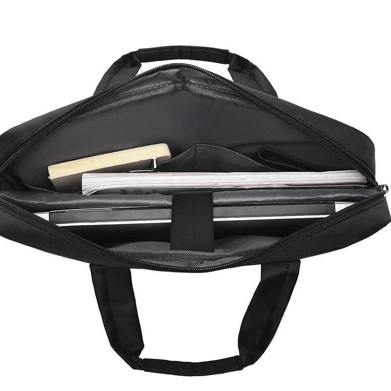 Premium 17-Inch Oxford Fabric Laptop Bag – Spacious Plain Black Waterproof Office Messenger Briefcase - Image 2