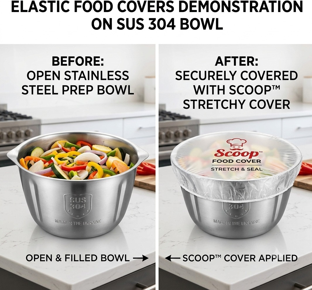 Kitchen Fresh Prep Combo Deal – 2L Manual Hand Press Vegetable Chopper, Meat Mincer & 100 Elastic Stretchable Food Covers - Random Color - Image 3