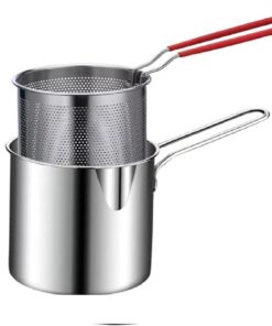 Stainless Steel 1200Ml Deep Fryer Pot with Strainer – Heavy-Duty Frying Pan