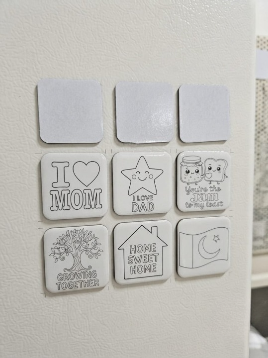DIY Fridge Magnet Paint Kit – 6 Magnets & 6 Paint Sheets Creative Art Set - Image 3