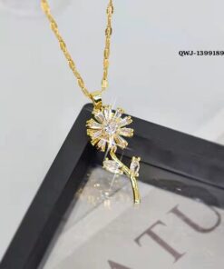 Flower Rotation Pendant Necklace – Golden | Premium China Quality | QWJ-189