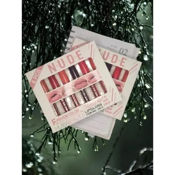 6 Pcs Nude & Red Matte Lip Gloss Set | High Pigmented Long Lasting Liquid Lipstick Collection - Image 5