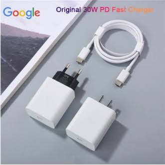 Google Original 30W USB-C PD Fast Charger with USB-C to USB-C Cable for Pixel 6