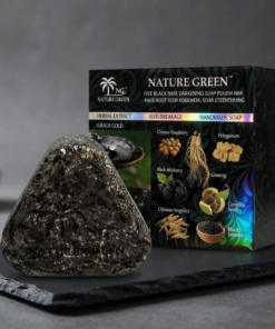 Nature Green Black Ganoderma Hair Darkening Soap - Herbal Cleansing Bar For Natural Hair Color Maintenance And Scalp Health