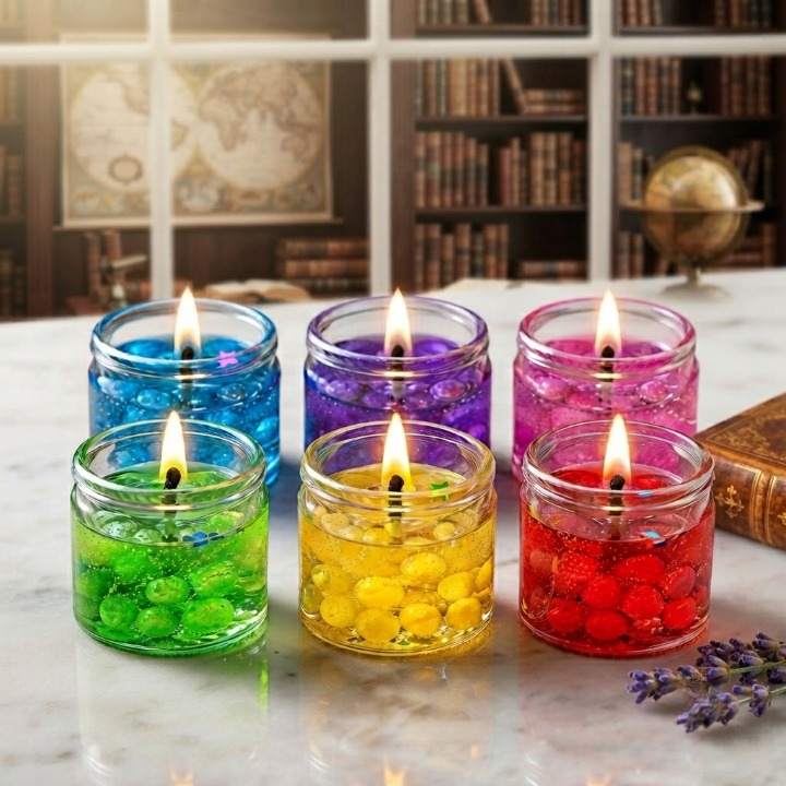 Pack of 6 - Home Decoration Seashell Jell Glass Candles Tea Light Candles In Glass Holder - Decorative Candle Designed For Home Ambiance (Multi Color) - Image 3