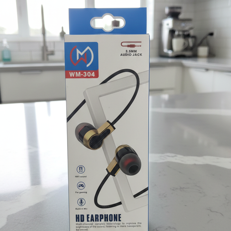 WM-304 Gaming Earphones | 3.5mm Jack | HiFi Sound | Built-in Mic | Comfortable Fit - Image 2