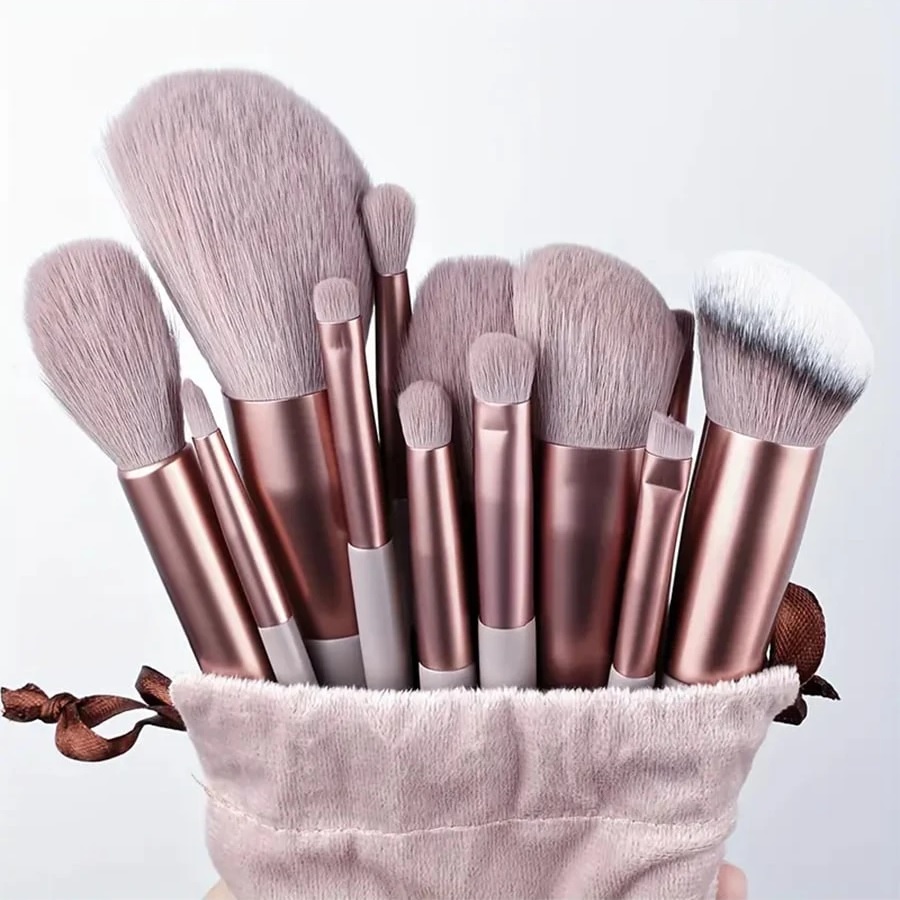 13 Piece Makeup Brush Set With Matching Storage Pouch Professional Soft Bristles For Blending Contouring And Daily Use | Random Color - Image 3