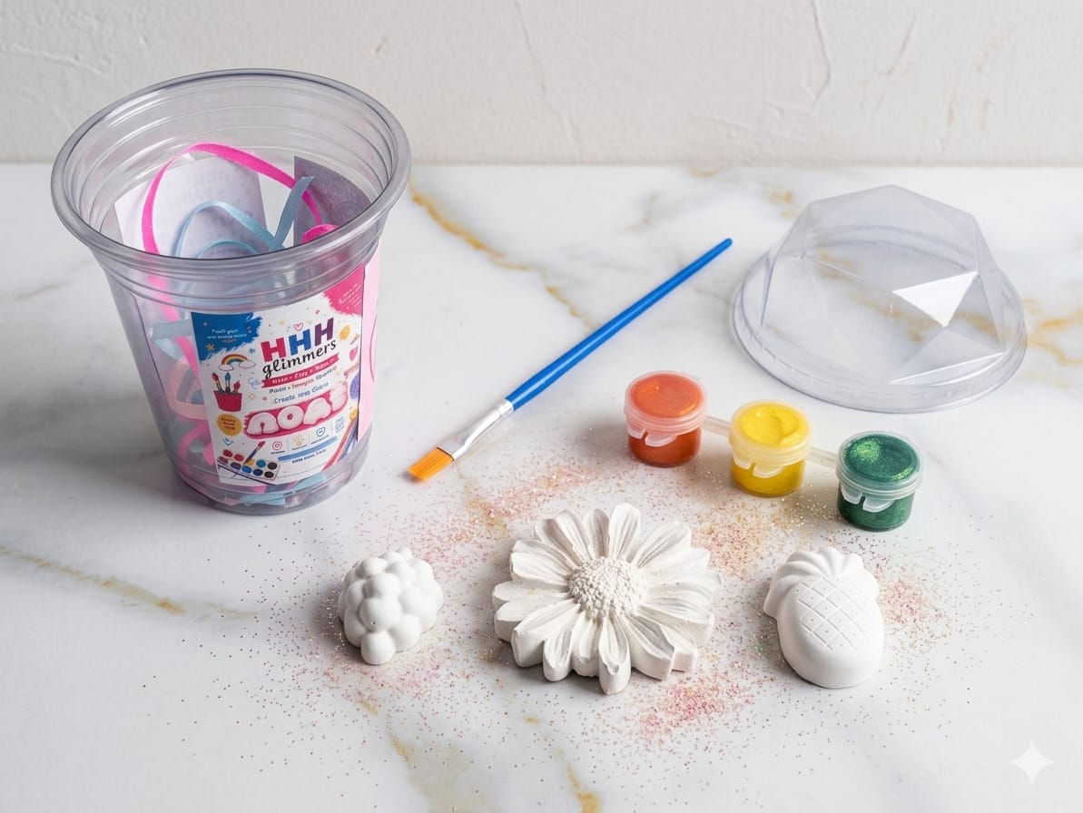 DIY Paint Kit For Kids Creative Play And Party Favors With Unpainted Plaster Figures Daisy Grapes Pineapple - Image 3