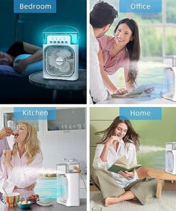 (10 inch big size ) 3 In 1 Air Humidifier Cooling Usb Fan Led Night Light Water Mist Fun Humidification Fan Spray Electric Fan ( random color)