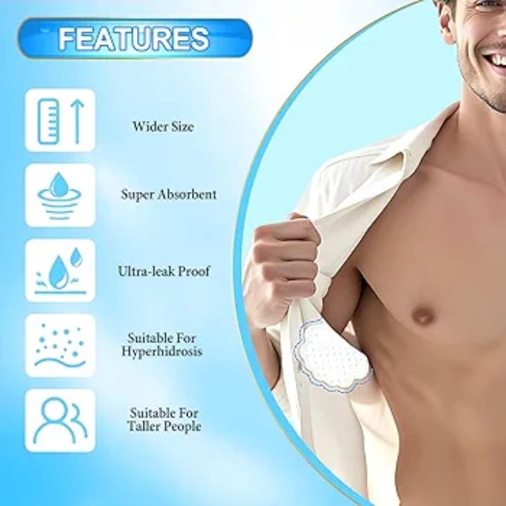 10 Pcs Breathable Sweat Pads For Men Comfortable Disposable Underarm Pads For Sweat Protection And Daily Freshness - Image 2