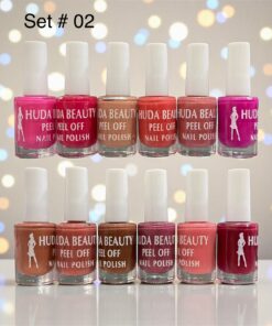 Huda Beauty Peel Off Nail Polish Set Pack of 6 Full Size Long Lasting Multi Color Collection