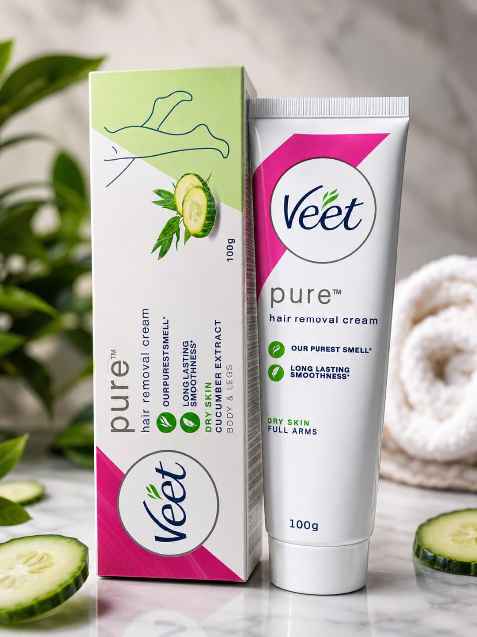 Veet Pure Hair Removal Cream For Dry Skin 100g Is Specially Formulated To Provide Gentle And Effective Hair Removal - Image 4