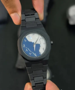 Black Aura Watch Elegant Stylish Design Strong Durable Build Comfortable Strap Clear Display – Blue White*