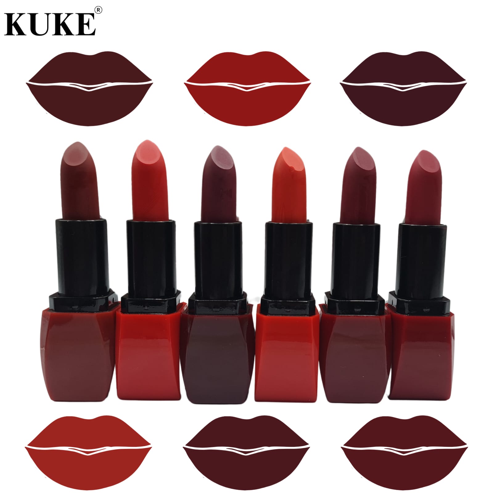 6 Pcs Matte Velvet Lipstick Set – Creamy Long Lasting Lip Color Collection | Shades of Red - Image 2