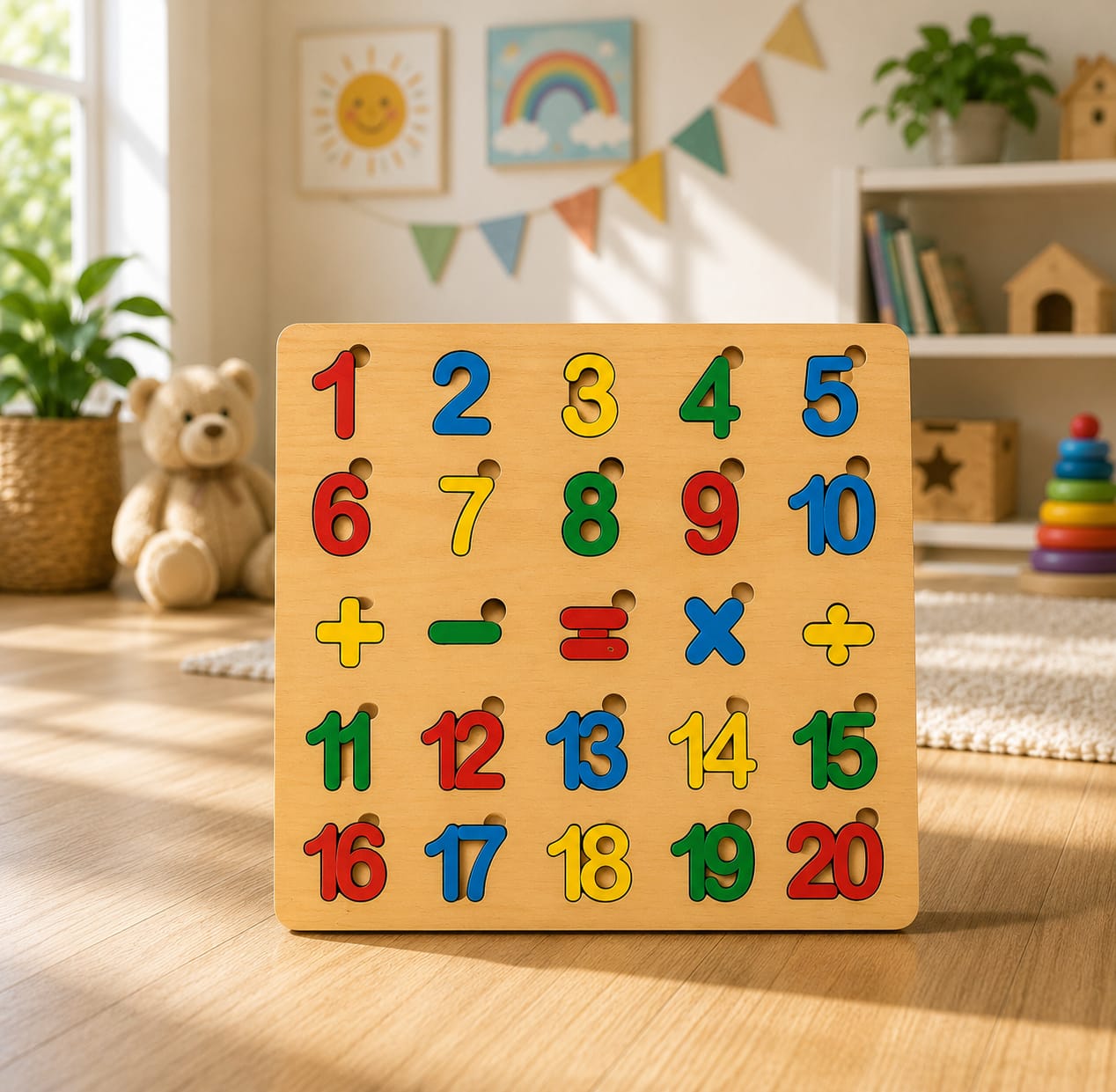 Math Puzzle Board Game - Educational Wooden Learning Toy Crafted From MDF Wood For Children And Mathematical Skills Development - Image 3