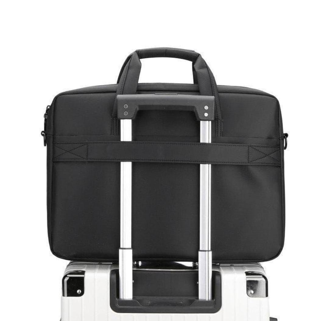 Premium 17-Inch Oxford Fabric Laptop Bag – Spacious Plain Black Waterproof Office Messenger Briefcase - Image 3
