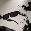 Leopard Logo Unisex Full-Rim Rectangular UV400 Sunglasses | Black Tint Lightweight Frame | Casual Street Style Eyewear - Image 2