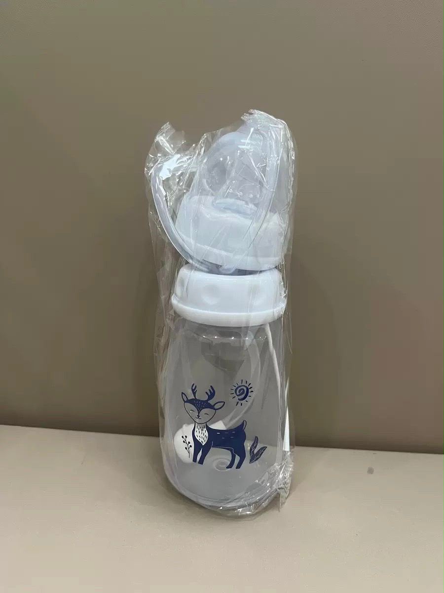 Baby Hands-Free Feeder Bottle 150ml | BPA-Free Anti-Colic Self Feeding Baby Bottle with Straw Brush (Random Color) - Image 3