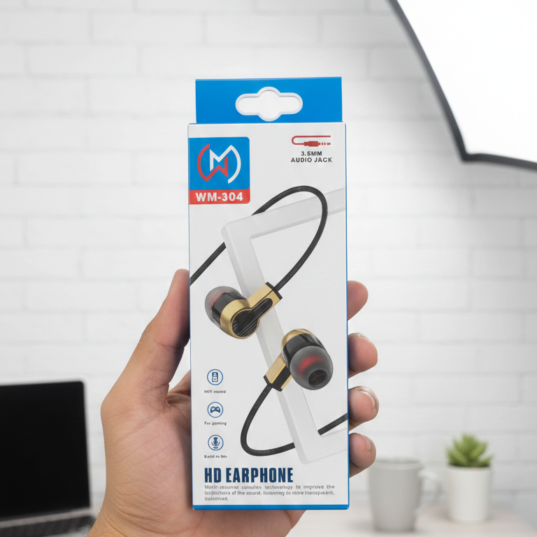 WM-304 Gaming Earphones | 3.5mm Jack | HiFi Sound | Built-in Mic | Comfortable Fit - Image 3