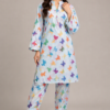 Digital Print Polo Cotton 2 Piece Suit for Girls – Butterfly Printed Shirt & Trouser Set | Soft Summer Casual & Party Wear Dress