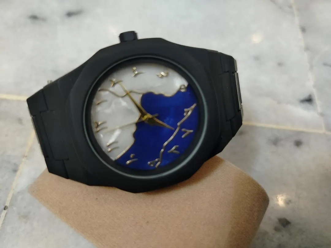 Black Aura Watch Elegant Stylish Design Strong Durable Build Comfortable Strap Clear Display – Blue White* - Image 4