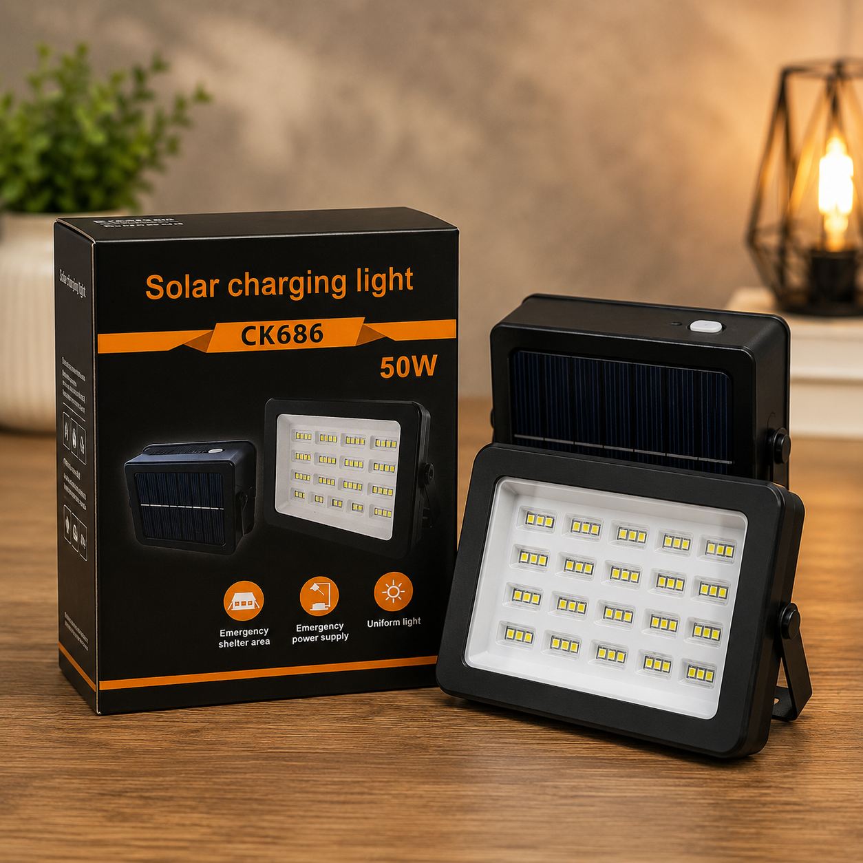 KSE CK686 50W Portable Solar Charging Flood Light - Powerful Rechargeable Outdoor Lighting For Camping
