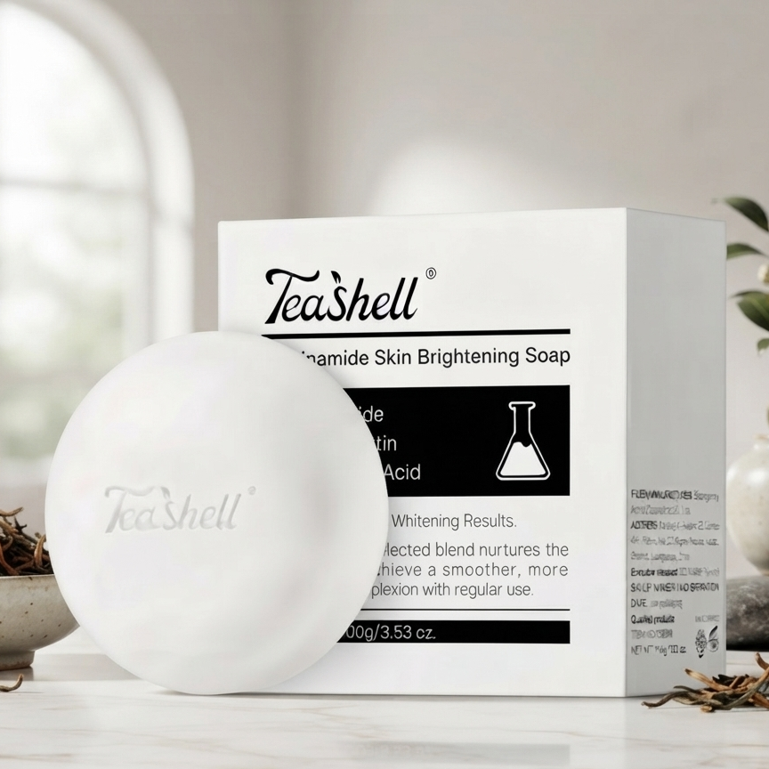 Teashell Niacinamide Skin Brightening Soap - Cleansing Bar Formulated For Daily Skincare Routine And Bright Complexion - 70g
