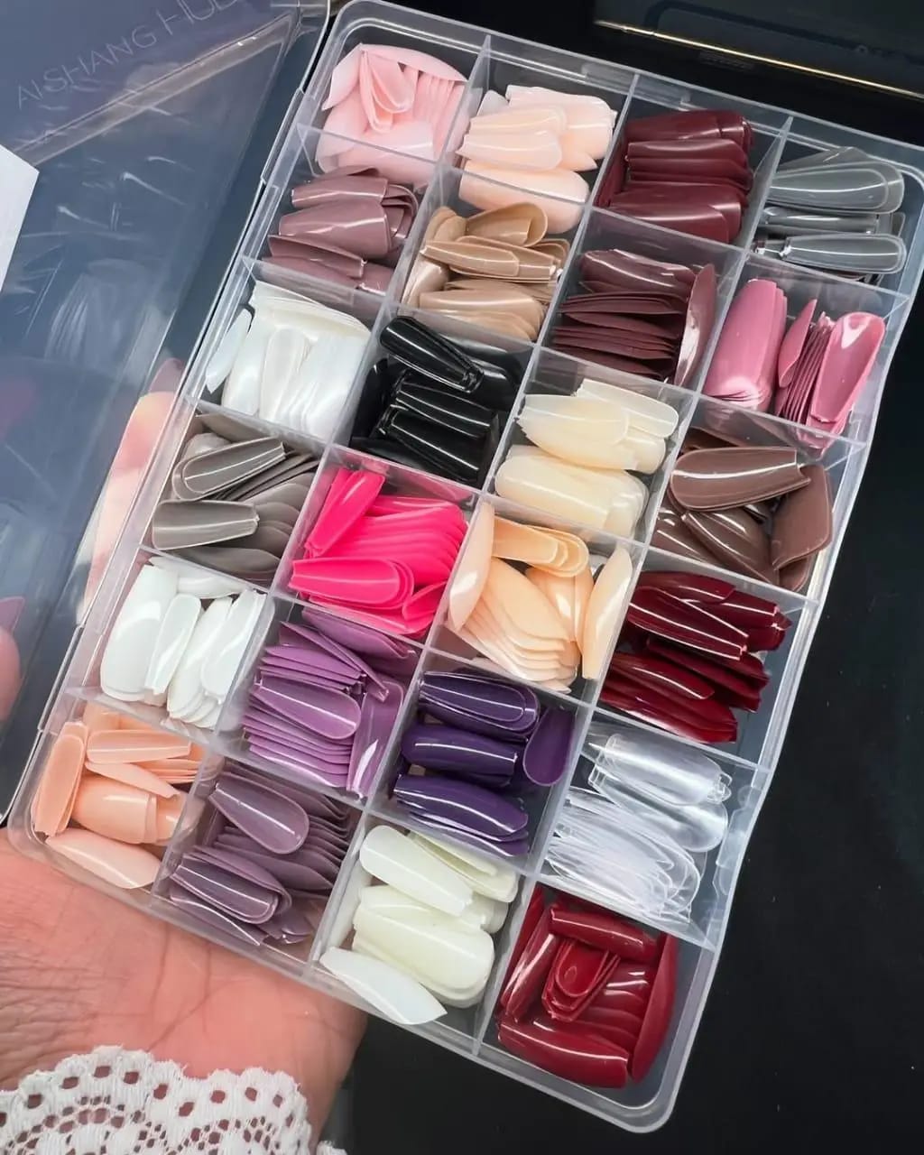 576 Pcs Multicolor Stick-On Artificial Nails Box with Free Glue - Image 5