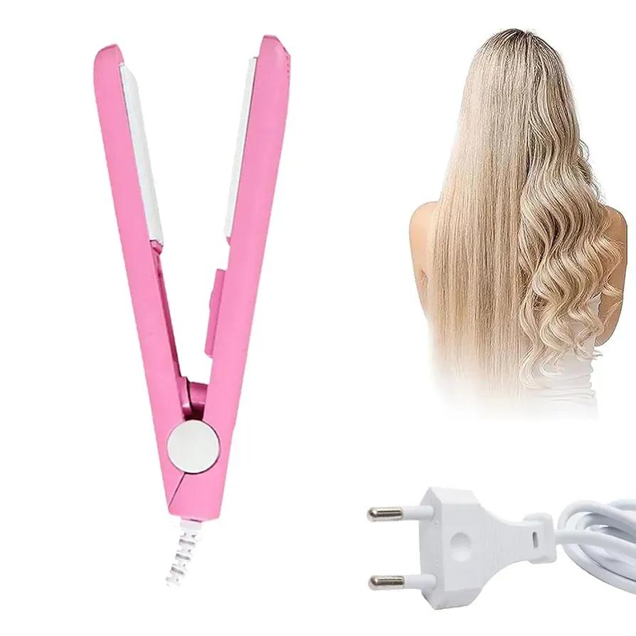 2-in-1 Mini Hair Straightener & Curler – Portable Thermostatic Ceramic Flat Iron for Dry & Wet Hair Styling - Random Color - Image 4