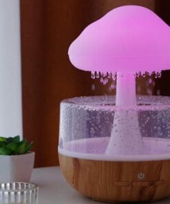 Rechargeable Cloud Rain Aroma Diffuser And LED Humidifier - Elegant Ambient Night Light With Realistic Raindrop Effect For Home And Office Decor